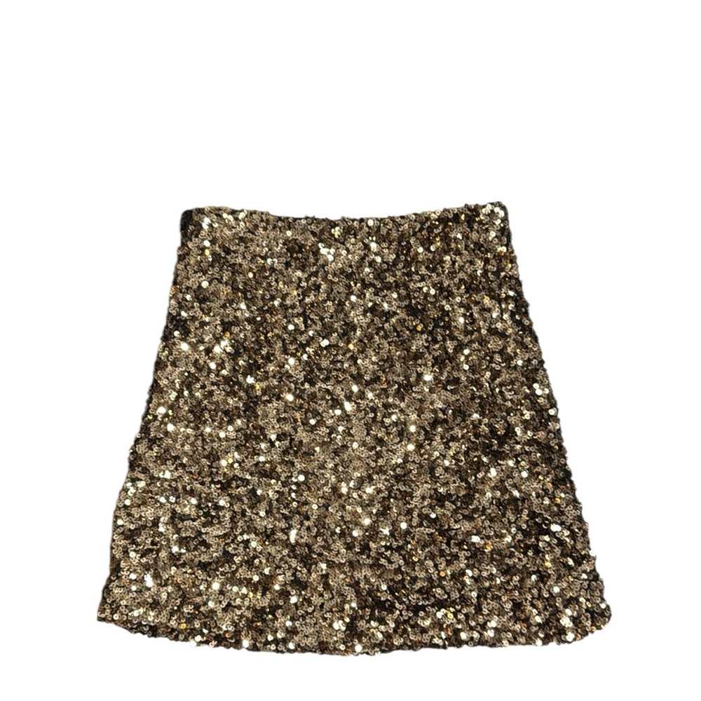 ZARA GOLD SEQUIN MINI SKIRT SPARKLY PARTY GLAM CLUB WEAR SIZE XS **NWT** - Picture 8 of 12